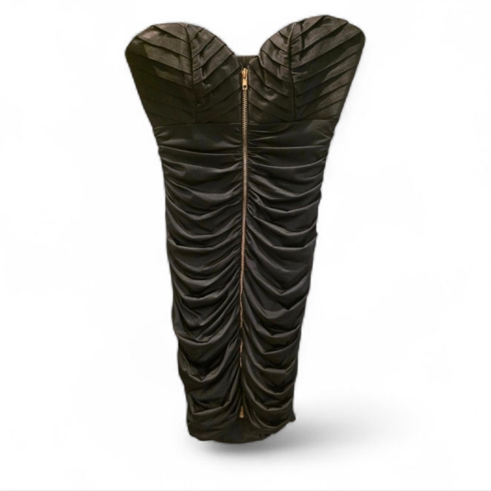 XOXO Black Ruched Strapless Mini Dress